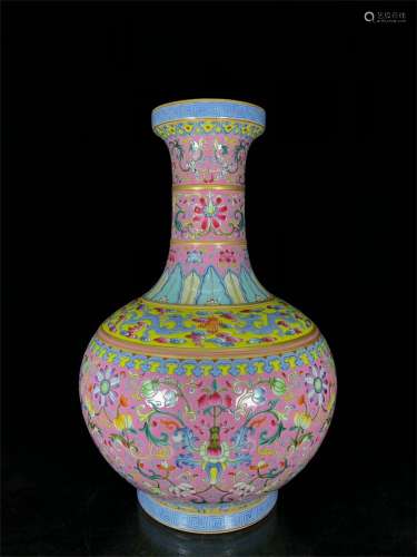 A Chinese Famille-Rose Porcelain Vase