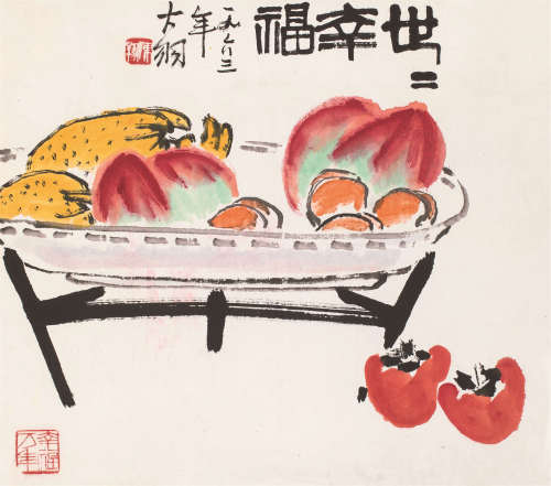 陈大羽（1912～2001） 1963年作 事事幸福 立轴 设色纸本