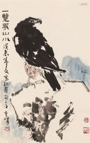 孙其峰（b.1920） 1988年作 一览众山小 镜片 设色纸本