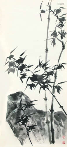 唐云（1910～1993） 竹石图 镜片 设色纸本