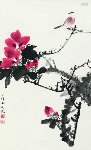田世光（1916～1999） 红叶小鸟 立轴 设色纸本
