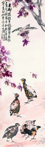 王震（1867～1938） 花鸟 立轴 设色纸本