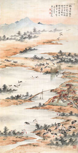 吴青霞（1910～2008） 2001年作 卢雁 镜片 设色绢本