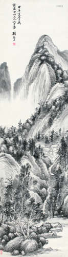 顾麟士（1865～1930） 1894年作 山水 立轴 设色纸本