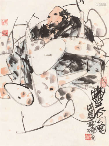 林墉（b.1942） 1988年作 丰瓜图 镜片 设色纸本