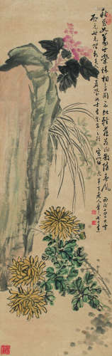 陈半丁（1876～1970） 1946年作 花卉 立轴 设色纸本