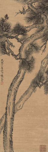 袁克文（1889～1931） 松 立轴 设色纸本