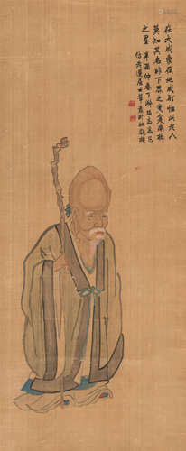 高邕之（1850～1921） 寿星 镜片 设色绢本