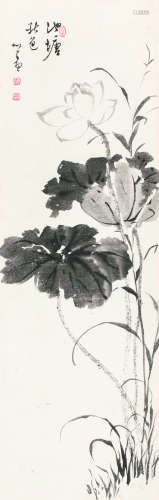 溥儒（1896～1963） 池塘秋色 立轴 设色纸本