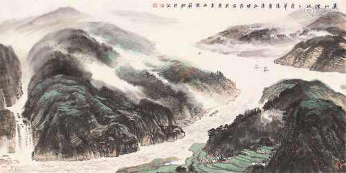许钦松（b.1952） 溪山烟水 镜片 设色纸本