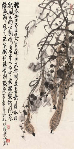 姜宝林（b.1942） 丝瓜 镜片 设色纸本