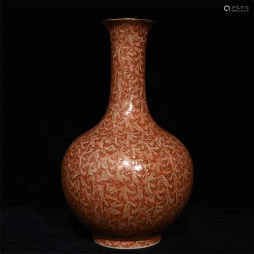 A Chinese Iron-Red Glazed Porcelain Vase