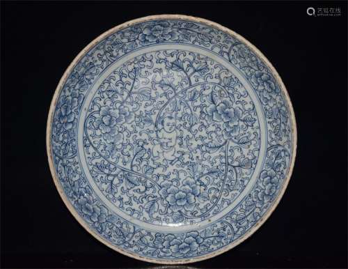 A Chinese Blue and White Porcelain Plate