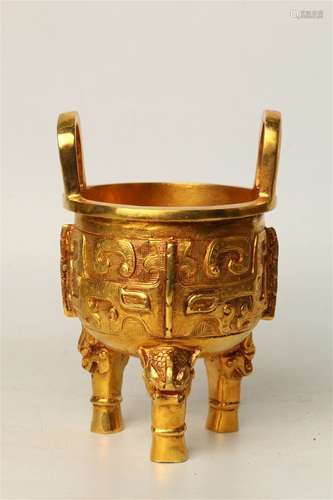 A Chinese Gilt Bronze Incense Burner