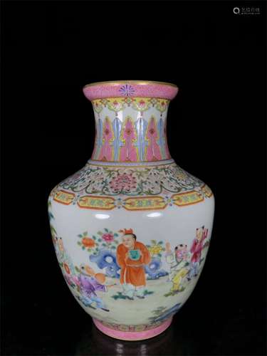 A Chinese Famille-Rose Porcelain Vase