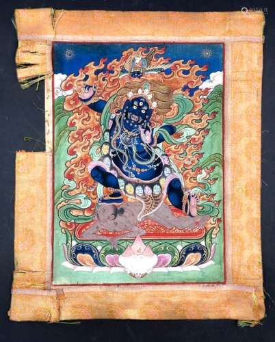 Petit thangka figurant Mahakala protecteur du Dhar…