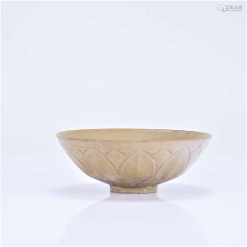 A YUE YAO CARVED LOTUS BOWL