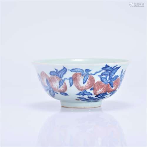 A BLUE UNDERGLAZE RED GLAZED BOWL