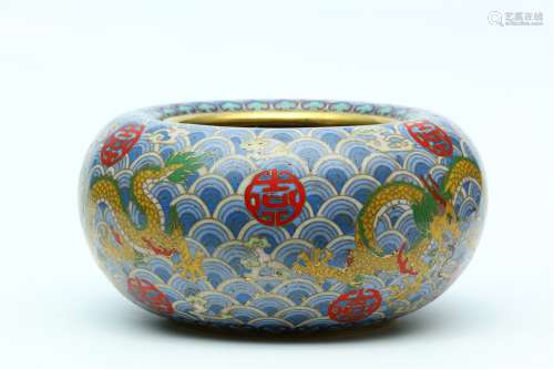 A Chinese Gilt Bronze Cloisonne Brush Washer