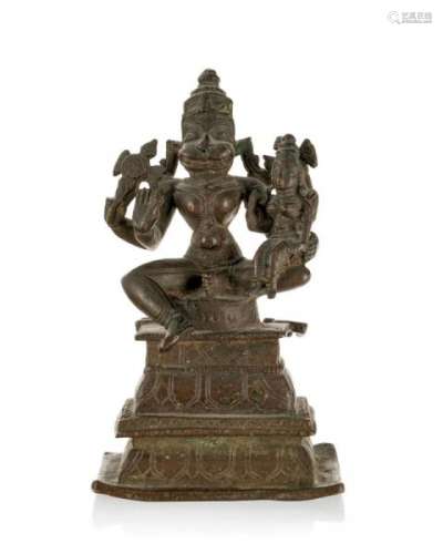 Narasimha et Lakshmi, sculpture en bronze, Inde, Tamil Nadu, XVIIIe s. ou antérieur, [...]