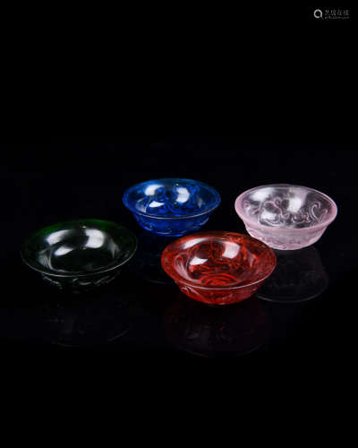 Set of Four Chinese Peking Glass Bowls