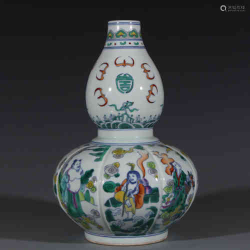 A Chinese Doucai Porcelain Double Gourd Vase