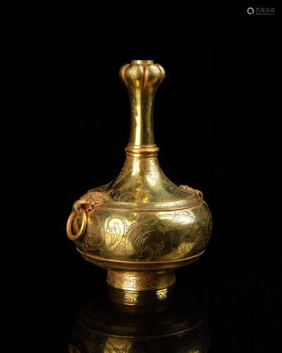A Chinese Gold Vase of Garlic Head