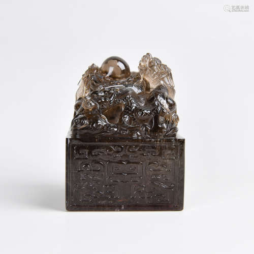 A Chinese Carved Crystal Seal