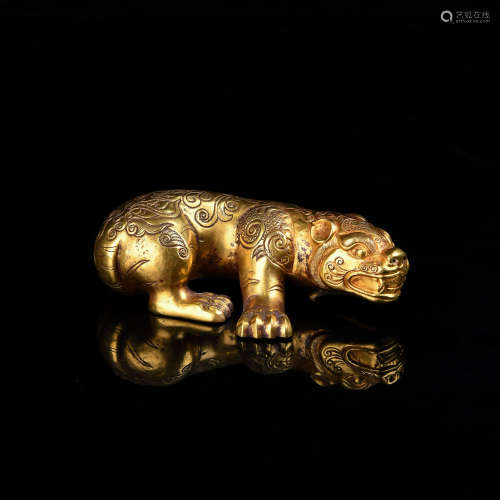 A Chinese Gilt Bonze Foo Dog Decoration