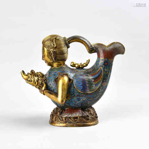 A Chinese Cloisonné Wine Pot