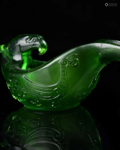 A Chinese Green Peking Glass Cup