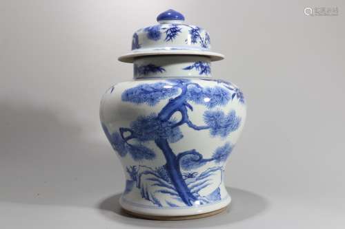 A Chinese Blue and White Porcelain Jar with Cover