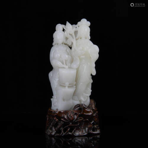 A Chinese Carved Jade Figural Decoration