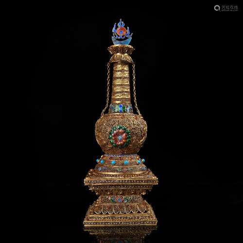 A Chinese Gilt Bronze Buddhist Tower