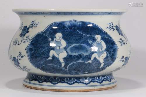 A Chinese Blue and White Porcelain Incense Burner