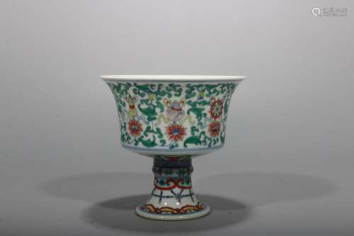 A Chinese Doucai Porcelain Stem  Cup