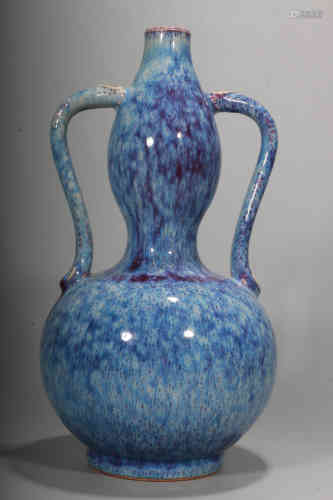 A Chinese Jun Ware Porcelain Vase of Double Gourd Shape