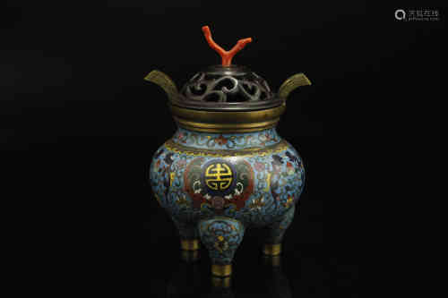 A Chinese Cloisonné Incense Burner
