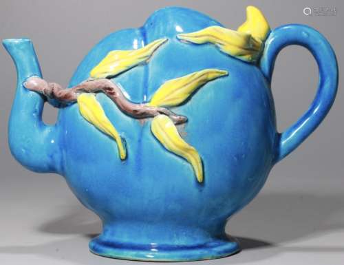 A Chinese Blue Ground Porcelain Tea Pot