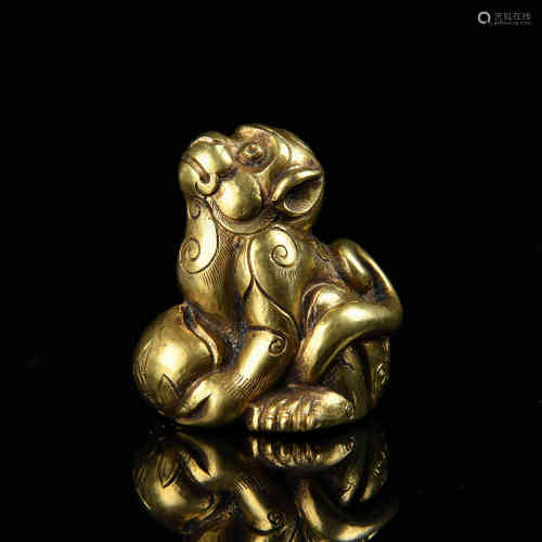 A Chinese Gilt Bronze Decoration of Monkey Shape