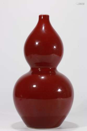 A Chinese Red Glazed Double Gourd Porcelain Vase