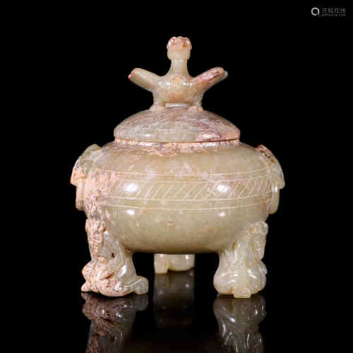 A Chinese Carved Jade Jar with Cover