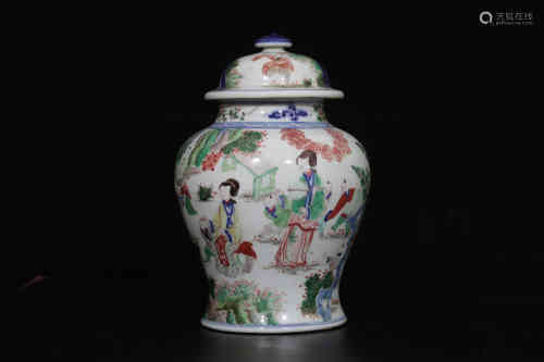 A Chinese Wucai Porcelain Jar with Cover
