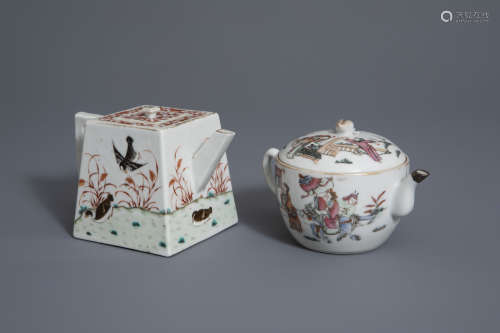 Two fine Chinese famille rose teapots and covers, 19th C.