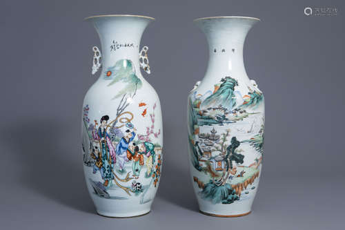 Two Chinese famille rose vases, 19th/20th C.