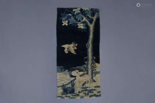 A Chinese 'deer and crane' carpet, Republic, 1st half 20th C.