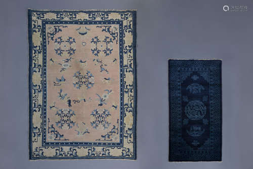 Two Chinese carpets with stylised floral designs, 19th/20th C.