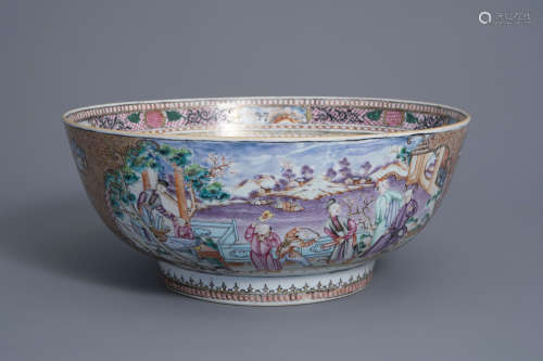 A large Chinese famille rose 'Mandarin' bowl, Qianlong