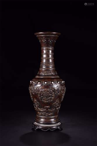 A Chinese Carved Agar-Wood Vase