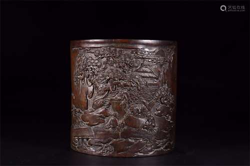 A Chinese Carved Bamboo Brush Pot